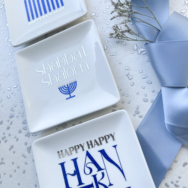 Hanukkah Holiday Gift, Hanukkah Ring Dish Gift for Her, Chanukah Jewelry Dish Gift for Her, Menorah 9 Candle Gift