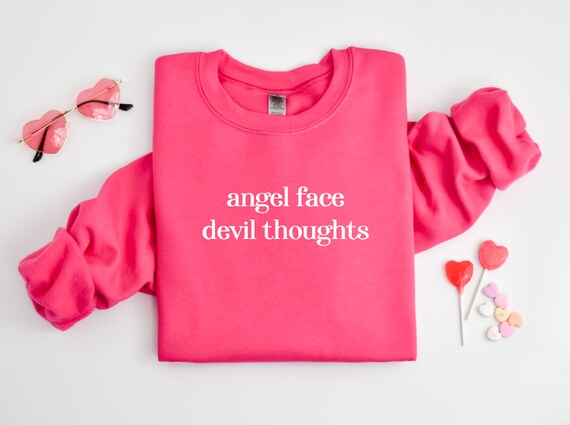 Angel face devil thoughts cheap hoodie