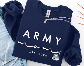 Sudadera para mamás del ejército / Regalo personalizado para madres con estrella azul militar / Sudadera con cuello redondo para madres orgullosas del ejército