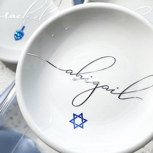 Personalized Hanukkah Holiday Gift for Her, Star of David Hanukkah Dreidel Ring Dish, Chanukah Jewelry Dish Gift, Jewish Holiday Gift image 4