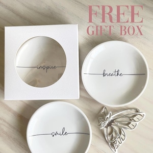 Featured in OPRAH DAILY MAGAZINE Positive Affirmation Ring Dish, Mantra Ring Dish Positivity Jewelry Dish, Motivational Gifts