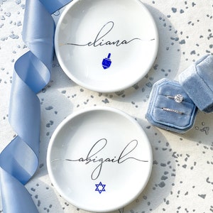 Personalized Hanukkah Holiday Gift for Her, Star of David Hanukkah Dreidel Ring Dish, Chanukah Jewelry Dish Gift, Jewish Holiday Gift image 7