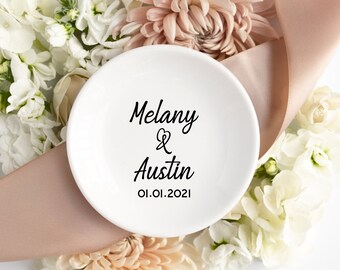Personalized Wedding Gift Ring Dish for Her, Anniversary Gift for Couple, Couple Ring Dish, Engagement Ring Gift for Wife, Husband Gift Ring