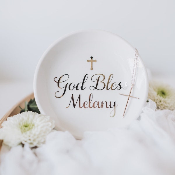Communion Gift for Her, First Communion Gift, Confirmation Gift for Girl, Baptism Ring Dish Gift for Baby, Christening Gift for Her