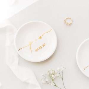 Custom Initial Ring Dish, Personalized Wedding Keepsake, Bride Groom Gift, Engagement Party Jewelry Tray image 10