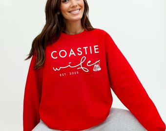 Coastie Wife Sweatshirt — Personalized USCG Spouse Gift — Custom Military Wife Crewneck
