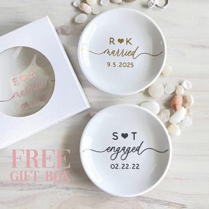 Personalized Engagement Gift for Her, Initial Date Married Ring Dish, Gift For Newlywed Bride and Groom, Bridal Shower, Anniversary Gift
