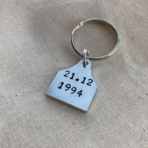 Cow tag personalised keyring farming gifts farmer gifts for him for her anniversary date