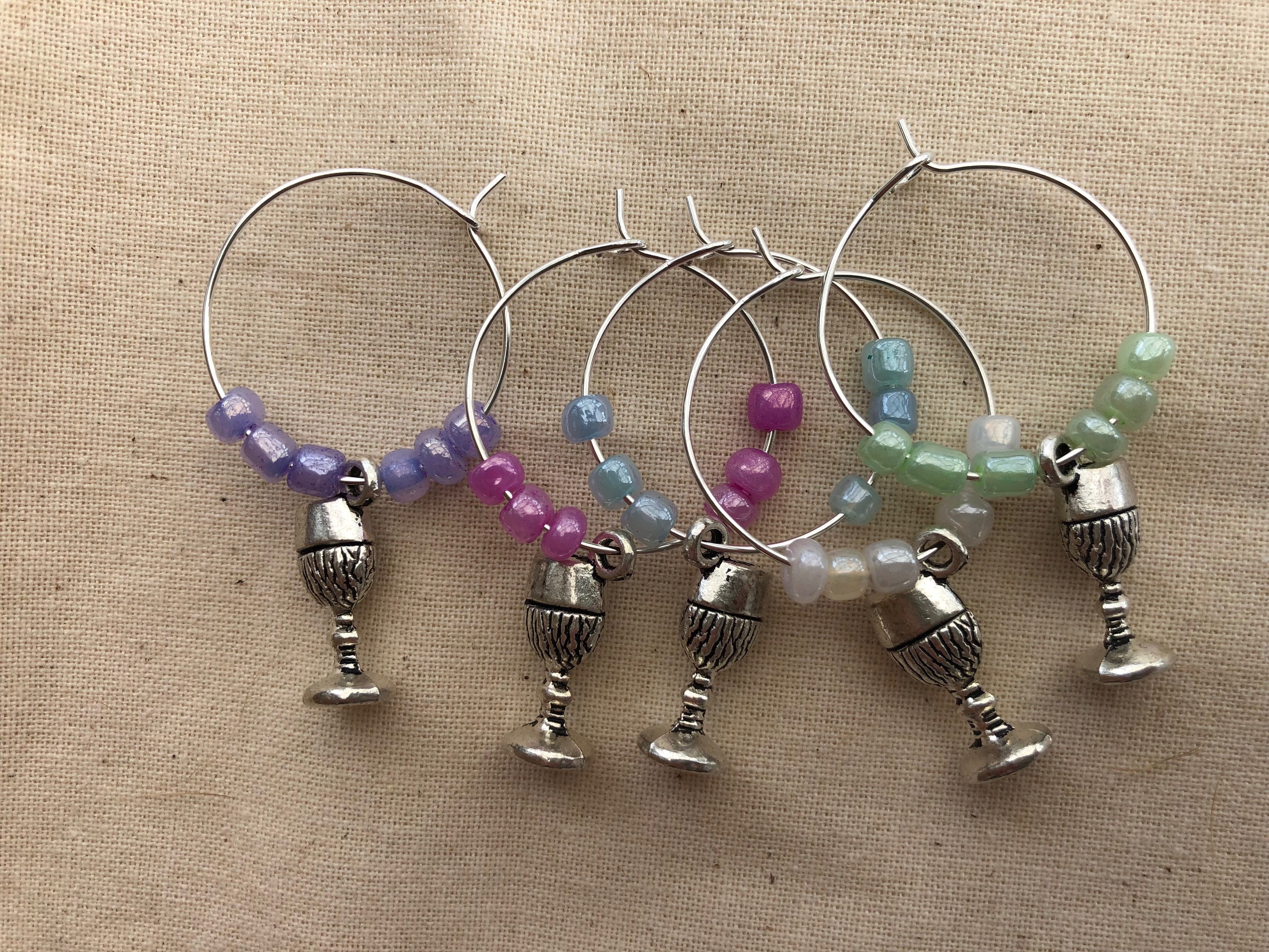 Wine Glass Markers Drinking Glass Markers Set of Beaded Wine Etsy UK