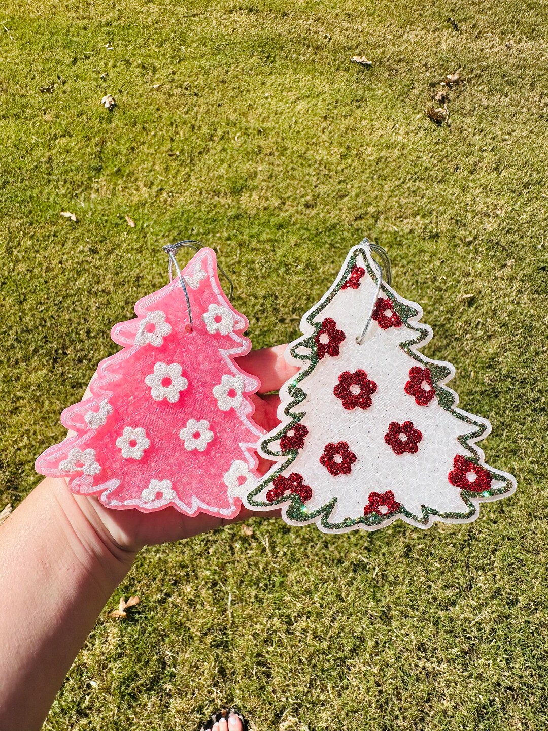 Floral Christmas Tree Car Freshie Christmas Tree Car Freshie Etsy