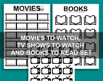 Movies, TV Shows and Books Tracker – Printable Watch and Reading List (Digital Download)