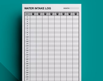 Monthly Water Intake Log