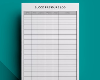 Blood Pressure Log Editable Printable - Lines