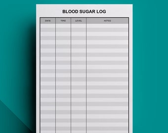 Blood Sugar Log Editable Printable - Shading Rows