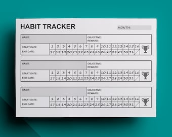 Detailed Monthly Habit Tracker Editable Printable Template