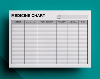 Medicine Chart Editable Printable