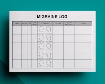 Migraine Log Editable Printable