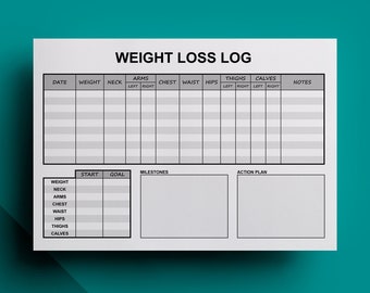 Weight Loss Log Editable Printable