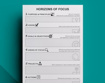 Horizons of Focus Editable Printable - Getting Things Done (GTD)