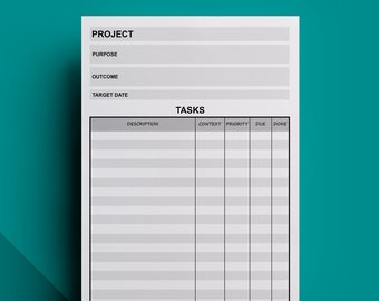 Project Editable Printable - Getting Things Done (GTD)