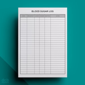 Bloedsuikerlogboek bewerkbaar afdrukbaar - ontbijt, lunch, diner en bedtijd - portretoriëntatie - lijnen