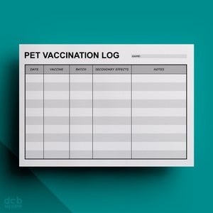 Huisdiervaccinatielogboek bewerkbaar afdrukbaar