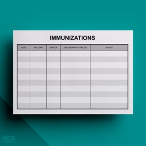 Liste des vaccinations Modifiable Imprimable