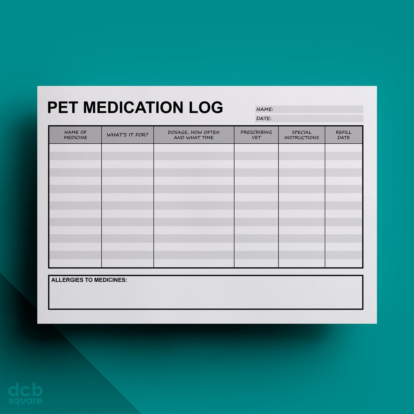 Pet Medication Log Editable Printable - Etsy
