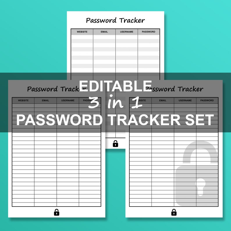 Editable Pword Tracker Template Printable - 3 within just 1 Established picture relating to Password Tracker Template identify Editable Pword Tracker Template Printable - 3 inside 1 Fastened