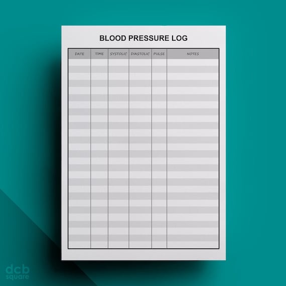 Blood Pressure Log Editable Printable - Shading Rows