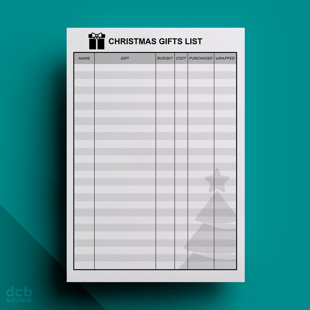 Christmas Gifts List Editable Printable - Etsy