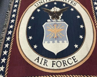 Made in The USA Home Seal Cotton Woven Blanket Throw 61x36 for Back of Couch or Sofa US Air Force Made in The USA Home Seal Cotton Woven Blanket Throw 61x36 for Back of Couch or Sofa US Air Force
