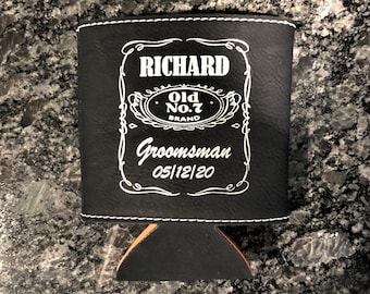 Groomsman Gift Personalized Leather Can Holder Best Man Wedding Bachelor Party | More Colors Available!