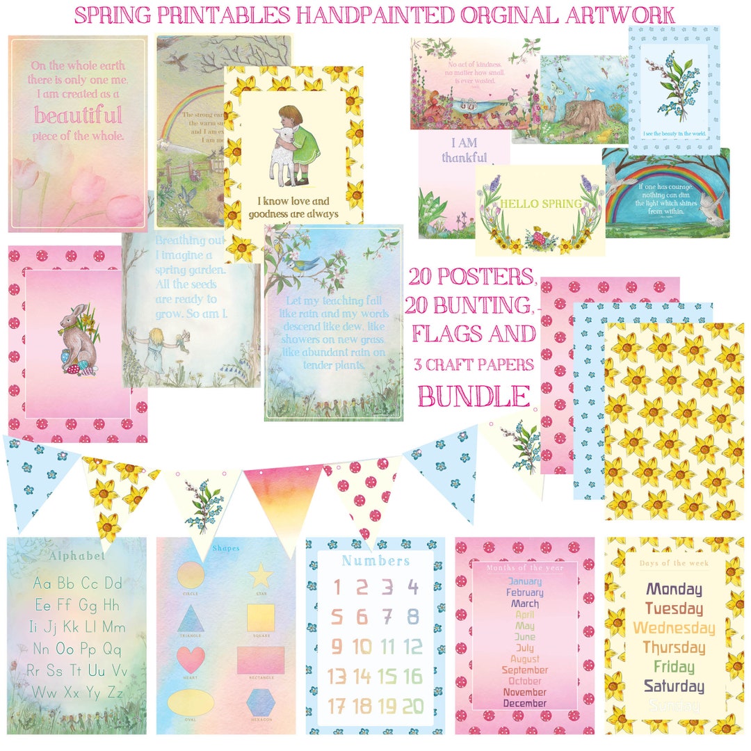 DIGITAL DOWNLOAD Spring Waldorf Bundle Educational Poster Set
