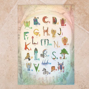 Poster alphabet sauvage - pour l'école Waldorf et l'école à la maison. Rédaction de lettres et apprentissage