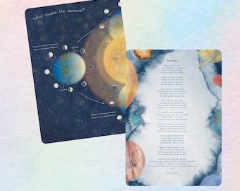 Moon Workbook, worksheets, Waldorf Schooling, Waldorf Moon, Homeschool. KS1 moon workbook