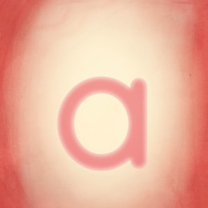 May include: A pink letter "a" on a light orange background with a red gradient.