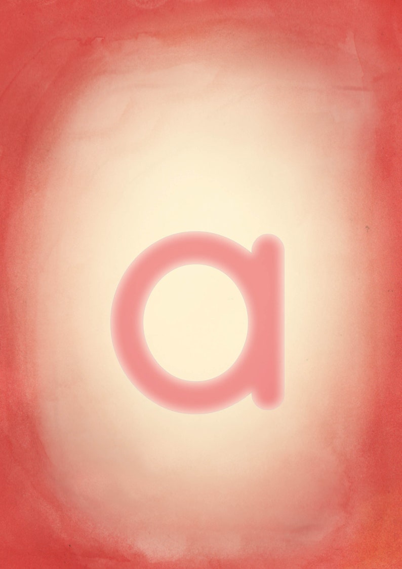 May include: A pink letter "a" on a light orange background with a red gradient.