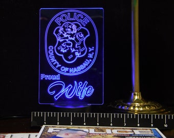 Nassau County Police Proud Family Gift Light - Engraved Acrylic Color Changing LED