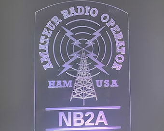 HAM Radio Operator Call Sign Color Changing LED Gift Light for Amateur HAM Operators