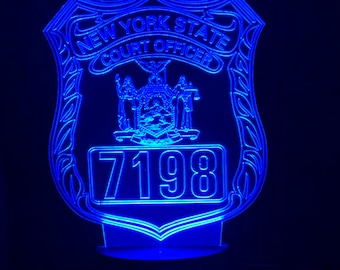 NYS Court Officer Gift Light - Color Changing Desk Light - Select Design or request your own. Premier Display Inc., Best Police Gift