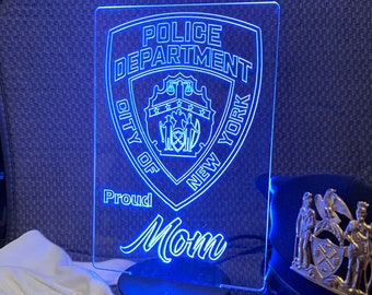 NYPD Police Proud Family Gift Light - Engraved Acrylic Color Changing LED