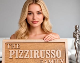 Personalized Wooden Family Name Sign | Custom Wood Desk Name Plate | Home Decor Gift | Laser Cut Housewarming Gift