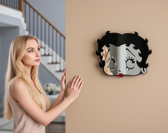 Betty Boop Face Color Acrylic Mirror made by Creative Accessories. Circa 1985. Collector's Item.