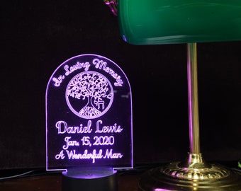 Yahrzeit Personalized Memorial Candle - Engraved Acrylic Color Changing LED