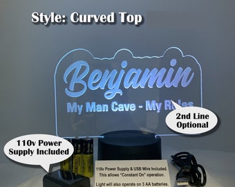Personalized Name LED Night Light (Curved Top) with Power Adapter (10-pack) Special Offer