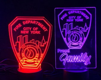 FDNY Firefighter Gift Light - Best Fireman Gift - Color Changing - Custom Patch Design  Premier Display Inc.