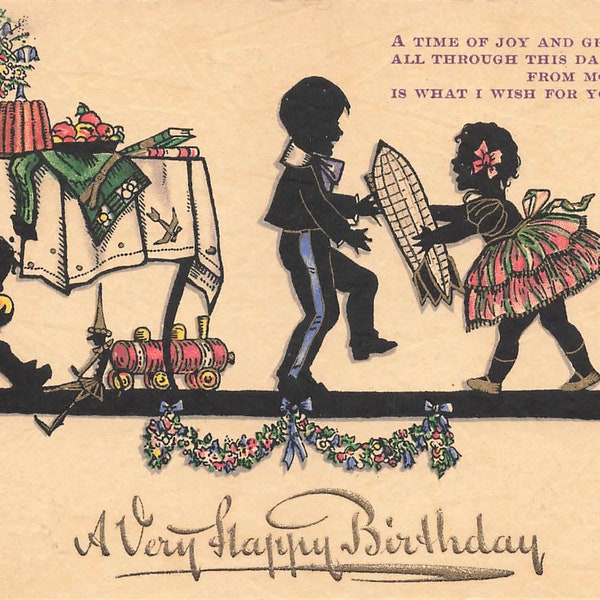 Joyeux anniversaire enfants avec carte postale vintage cadeaux