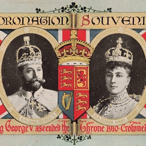 Carte postale Saint-Valentin du couronnement du roi George et de la reine Mary 1911