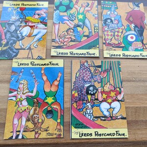 Leeds Postcard Faie, lot de cinq cartes postales anciennes sur le thème du cirque